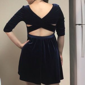Navy blue velvet party dress from Forever 21
